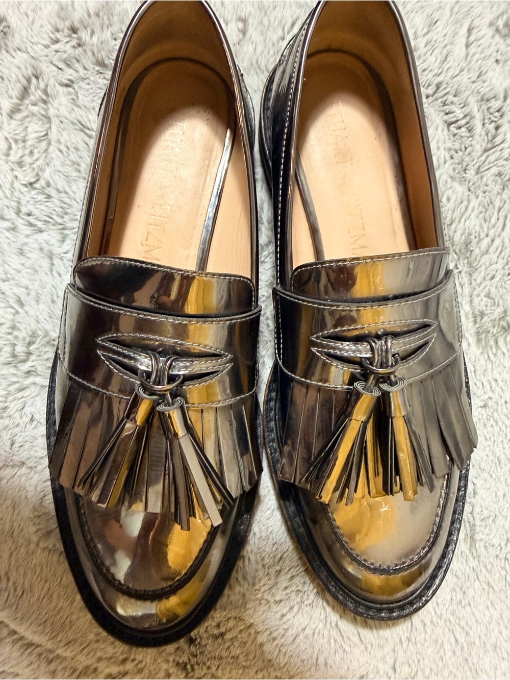 Stuart Weitzman Metallic Silver Tassel Fringe Loafers - Picture 4 of 6